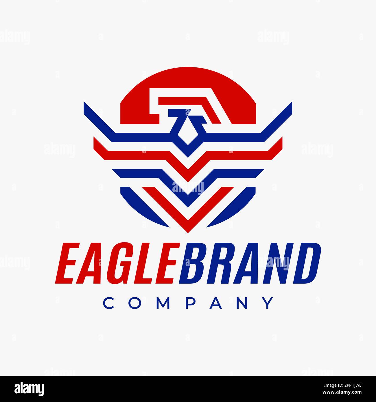 Logo astratto Aquila dal design minimalista. Marchio del logo del falco degli Stati uniti. Illustrazione Vettoriale