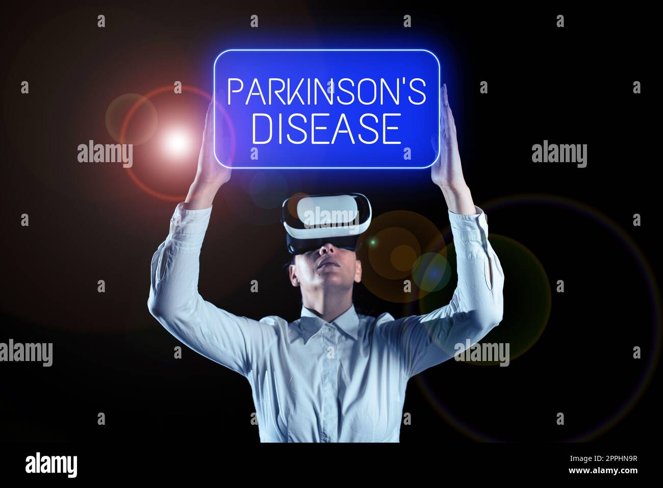 Segno di testo che mostra il morbo di Parkinson. Disturbo concettuale del sistema nervoso fotografico che influenza il movimento e le capacità cognitive Foto Stock