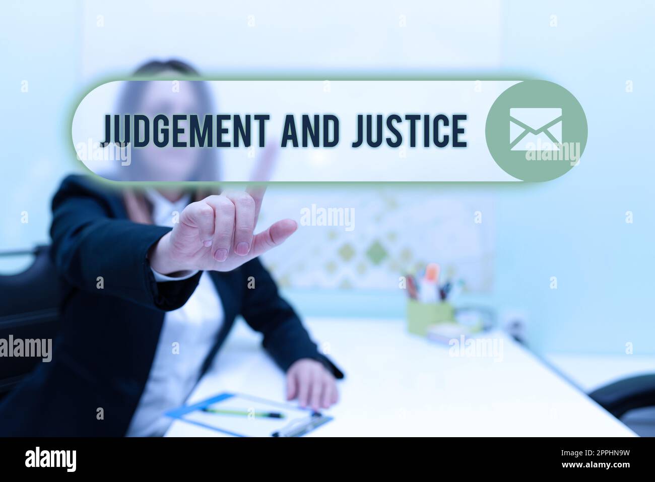 Segno di testo che mostra il giudizio e la giustizia. Sistema di approccio aziendale di leggi in un paese che i giudici mostrano Foto Stock