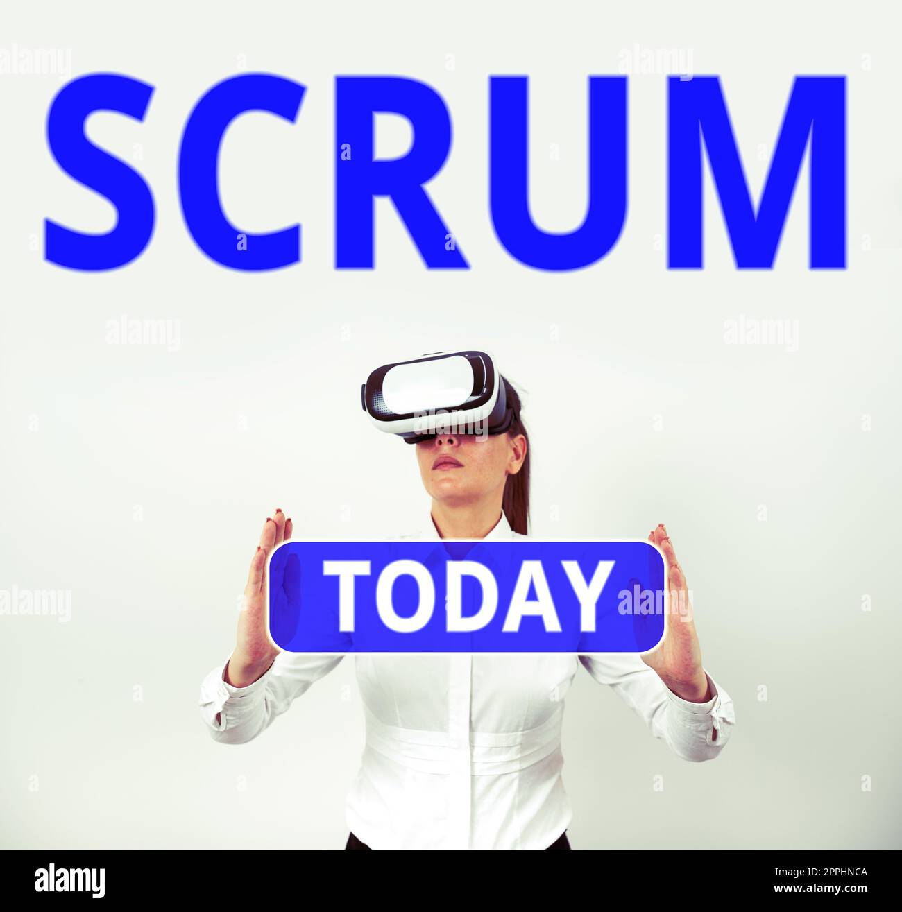 Segno di scrittura a mano Scrum. La scrittura a mano della vetrina di affari come distinta dai caratteri scritti di stampa di gioco Foto Stock