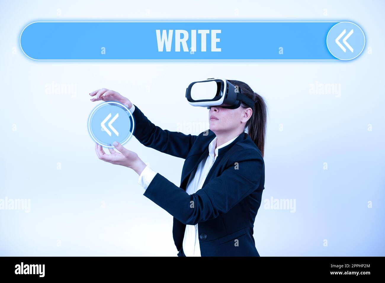 Visualizzazione concettuale Scrittura. La vetrina aziendale segna le lettere parole o i simboli sulla superficie tipicamente carta con la penna Foto Stock