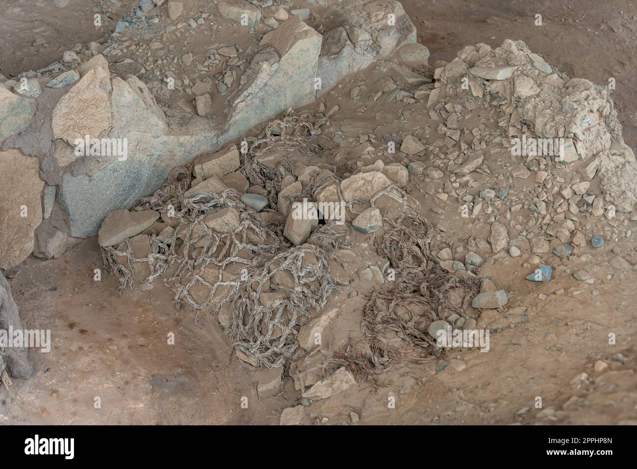 Sito archeologico della civiltà Caral in Perù, nella valle di Supe, dichiarato patrimonio culturale dell'umanità dall'UNESCO Foto Stock