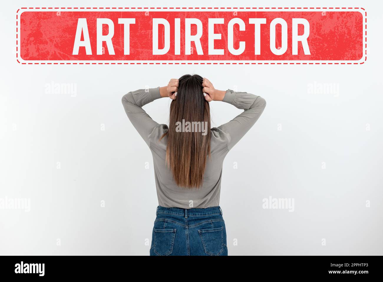 Ispirazione che mostra il segno Art Director. Vetrina aziendale responsabile della supervisione degli aspetti artistici di un film Foto Stock