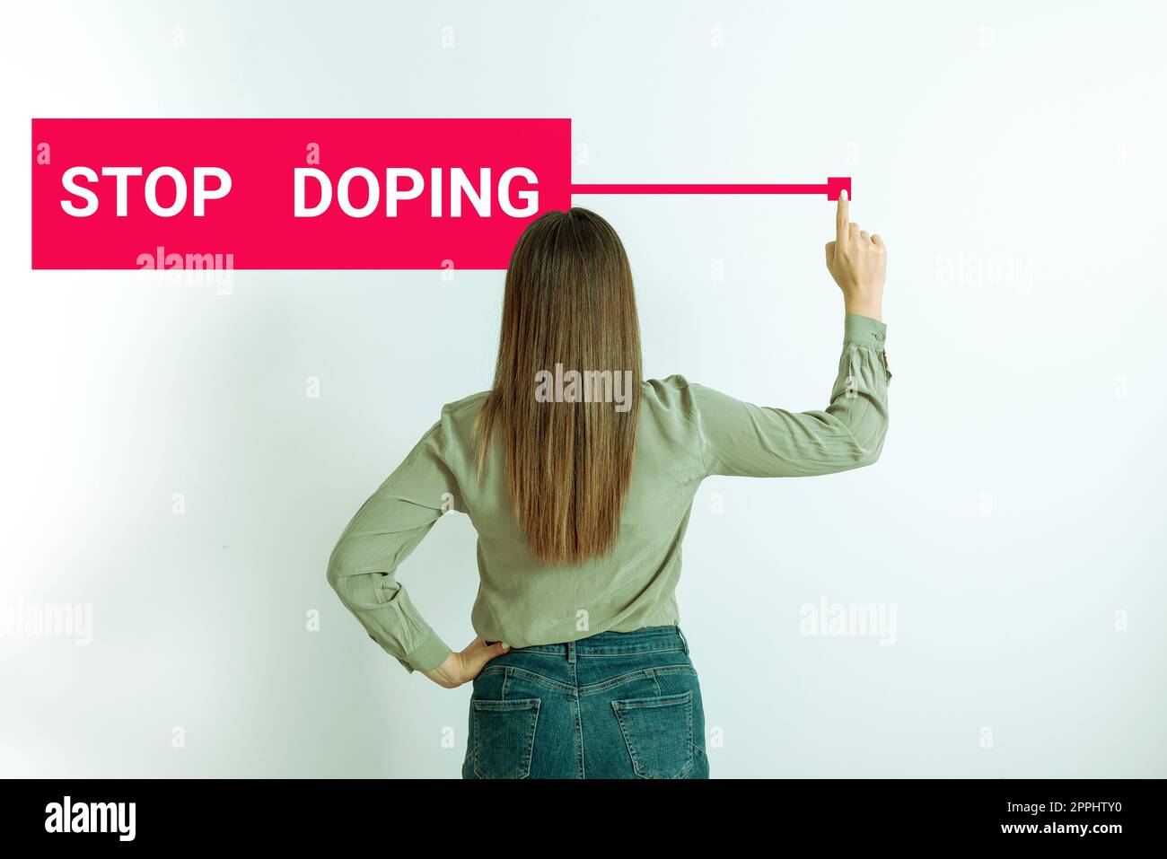 Scrittura visualizzazione testo Interrompi il doping. Concetto di business non utilizzare l'uso vietato atletica prestazioni migliorare le droghe Foto Stock