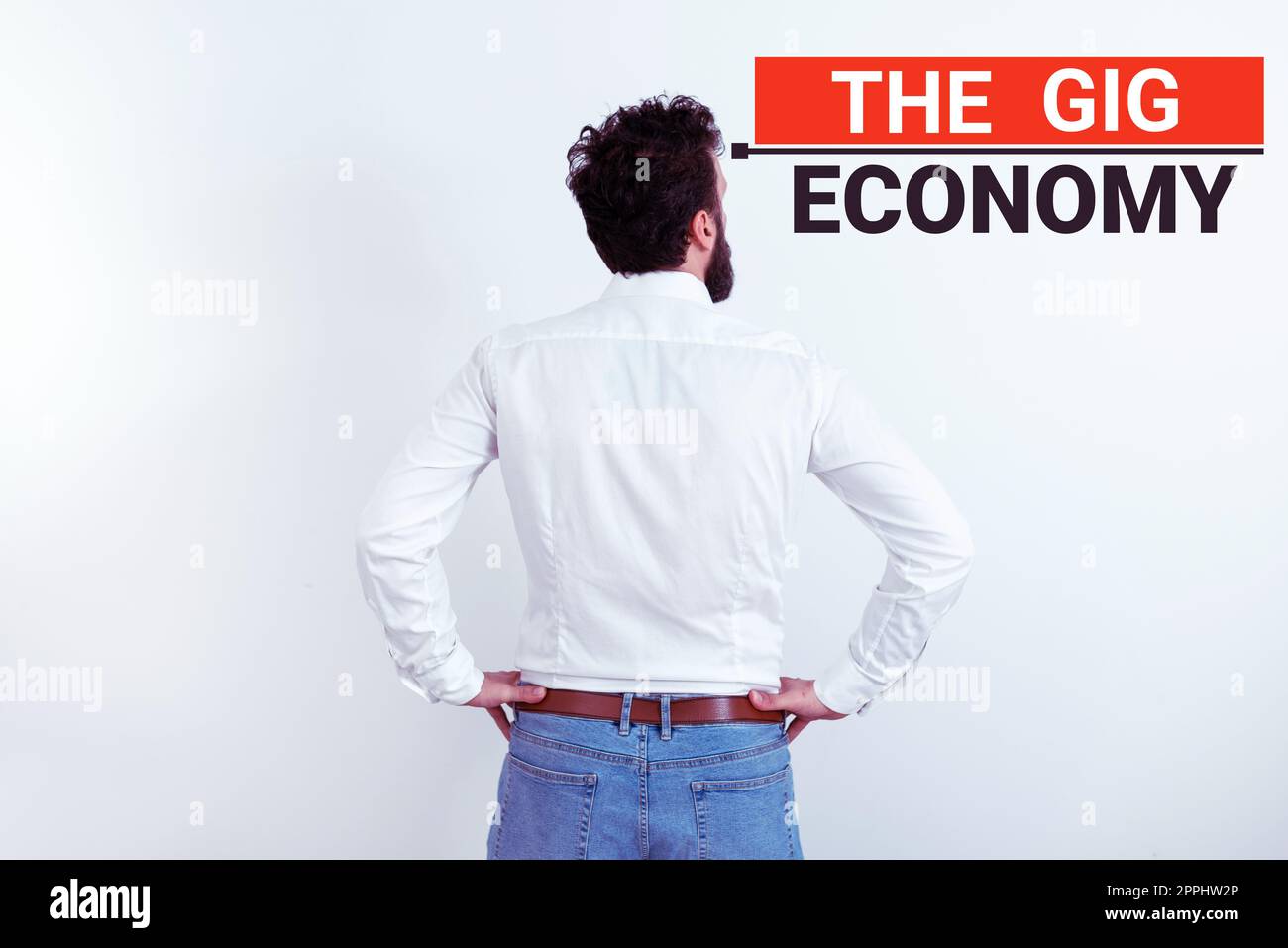 Testo che mostra l'ispirazione The Gig Economy. Vetrina aziendale mercato dei contratti a breve termine lavoro indipendente temporaneo Foto Stock