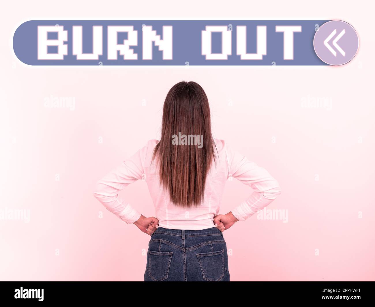 Scrittura del testo Burn out. Panoramica aziendale sensazione di esaurimento fisico ed emotivo stanchezza cronica Foto Stock