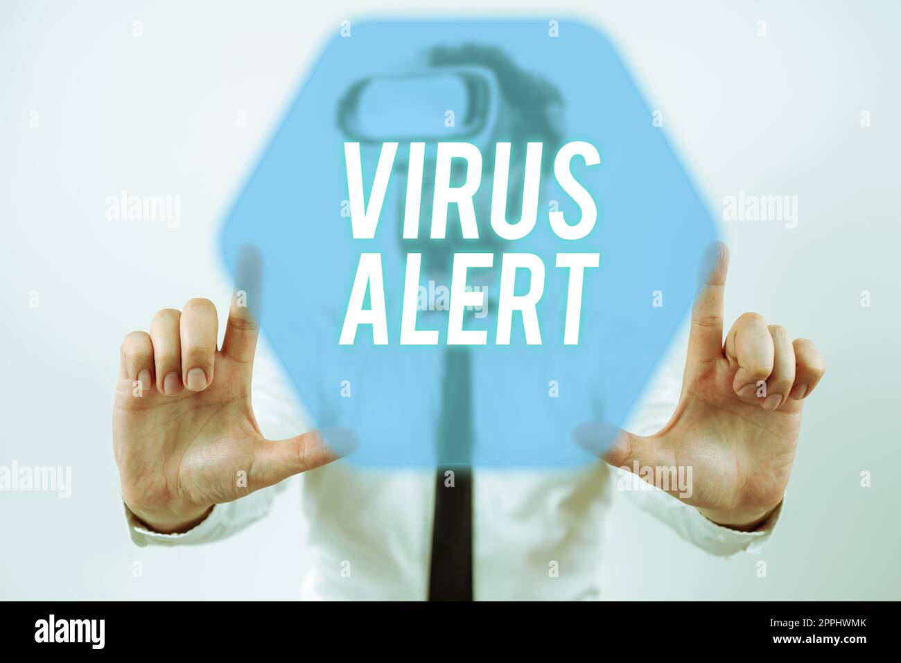 Testo che mostra ispirazione Virus Alert. Messaggio di segnalazione di una minaccia di virus informatico inesistente Foto Stock