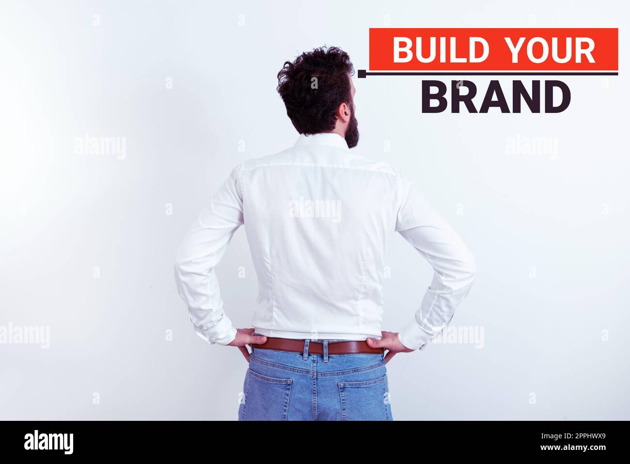 Segno che mostra Build Your Brand. Parola scritta su fare una pubblicità commerciale di vendita di identità Foto Stock