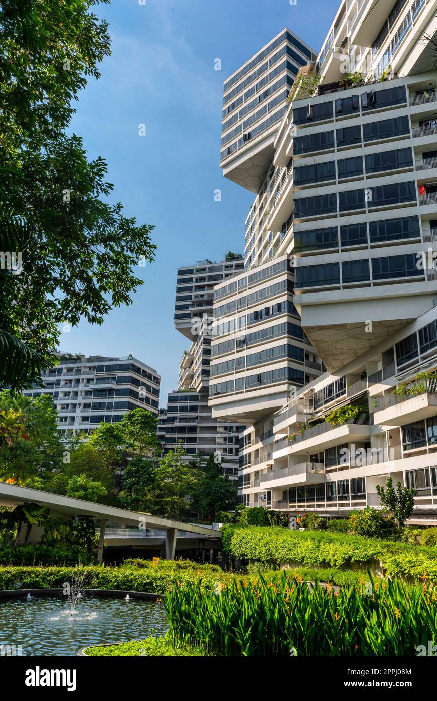 L'Interlace e' un moderno complesso di appartamenti, Singapore. Progettato da Ole Scheeren, partner dell'Office for Metropolitan Architecture (OMA). Foto Stock