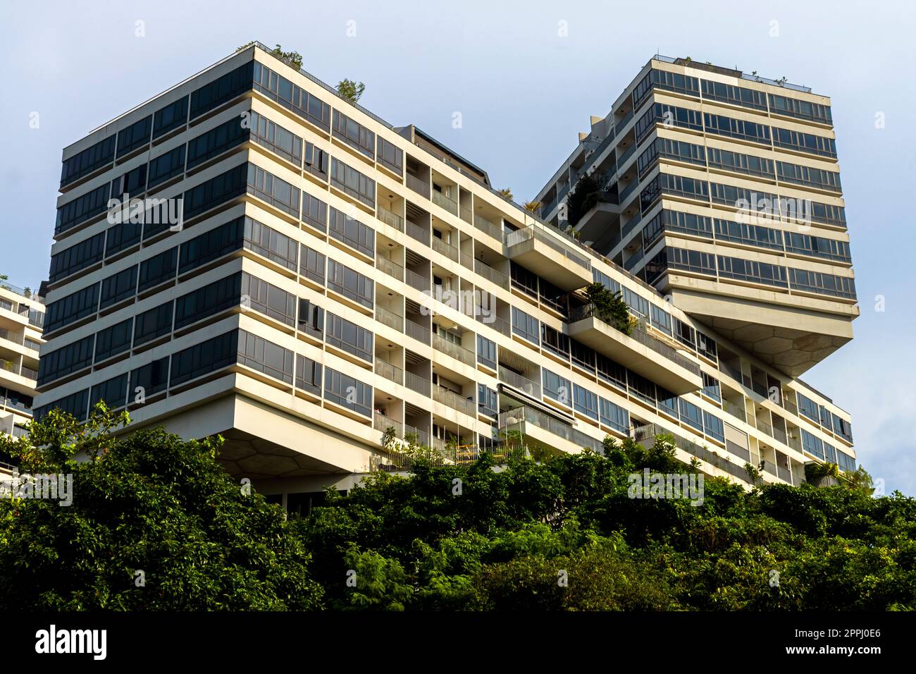 L'Interlace e' un moderno complesso di appartamenti, Singapore. Progettato da Ole Scheeren, partner dell'Office for Metropolitan Architecture (OMA). Foto Stock