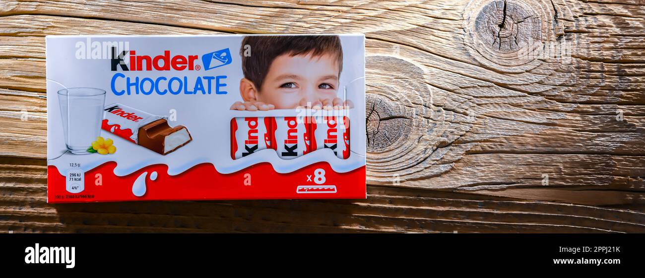 Kinder Chocolate, un marchio di prodotti dolciari della Ferrero Foto Stock