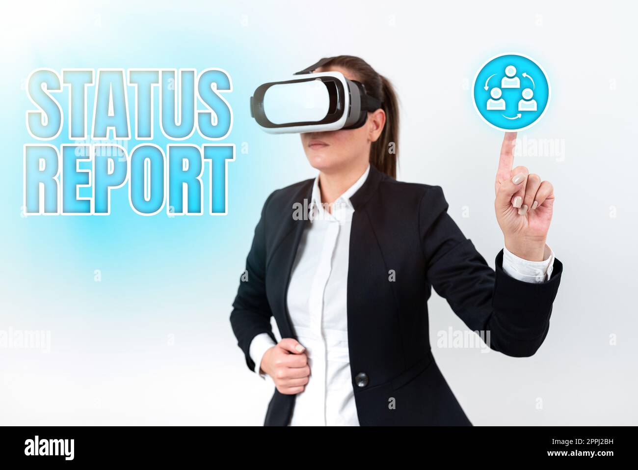 Rapporto sullo stato delle didascalie concettuali. Vetrina aziendale Riepilogo delle situazioni aggiornato a partire da un determinato periodo di tempo Foto Stock