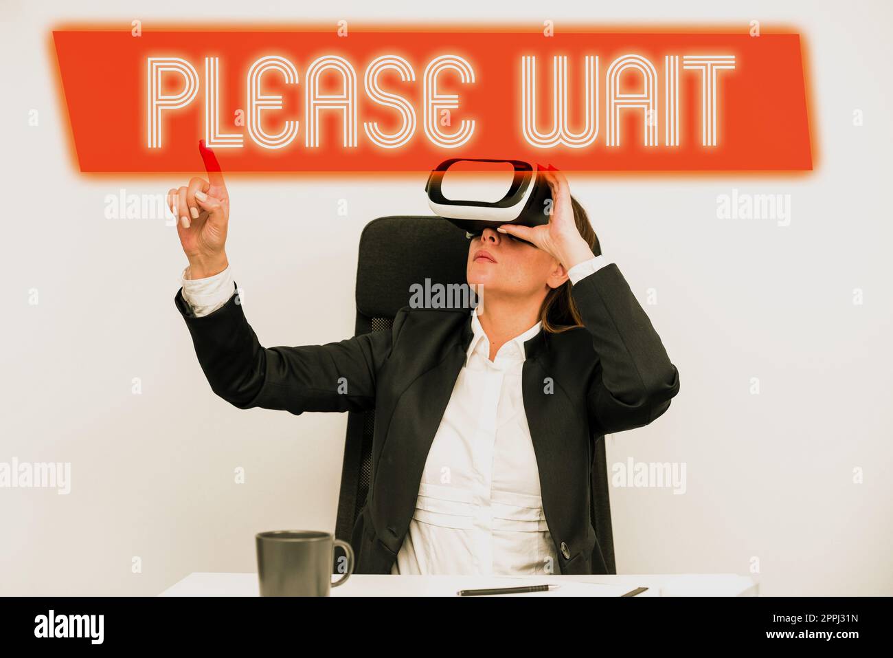 Inspirazione con segno attendere. Approccio aziendale per mettere immediatamente in pausa qualsiasi azione implementata e tenerla in sospeso Foto Stock