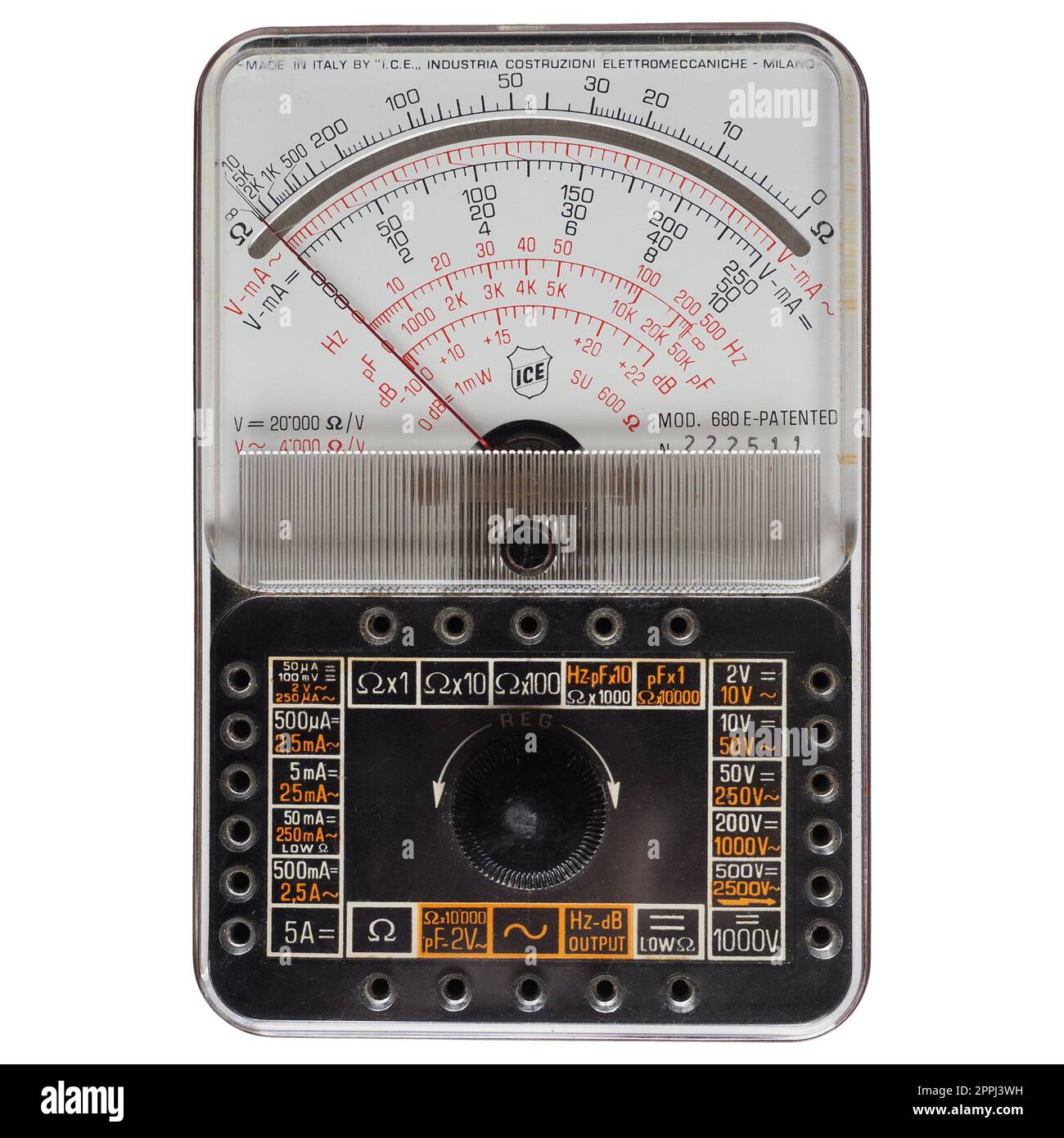 Multimetro analogico ICE 680-E. Foto Stock