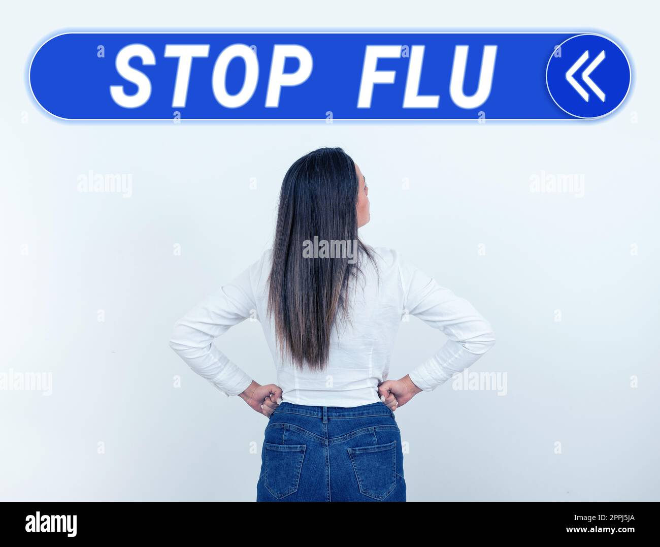 Didascalia di testo con Stop Flu. Business Concept trattare la malattia respiratoria contagiosa causata dal virus dell'influenza Foto Stock