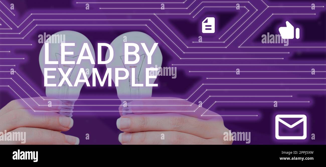 Didascalia concettuale Lead by Example. Panoramica aziendale essere un leader guida seguire le regole dare esempi Coach Foto Stock