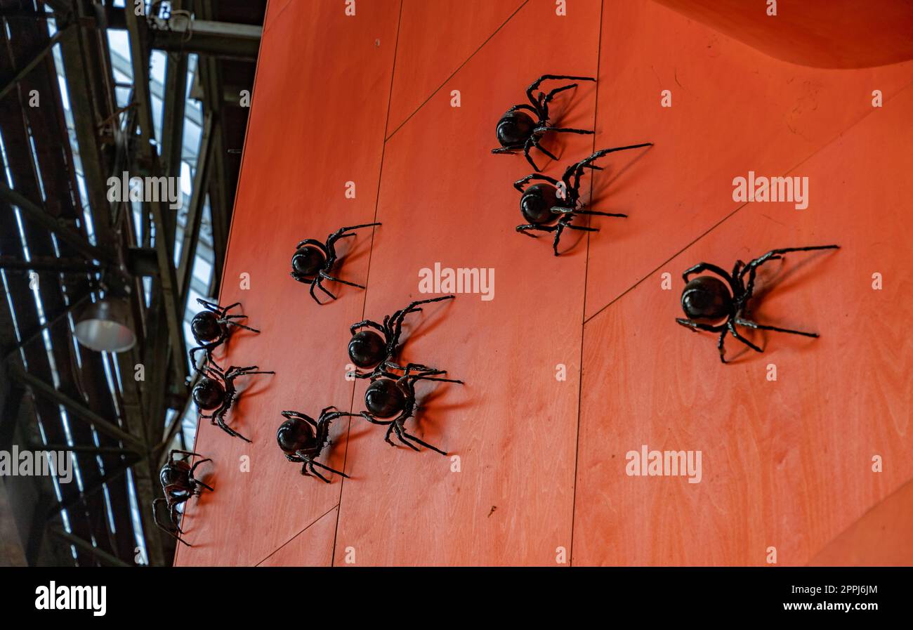 Installazione artistica dei ragni NDSM Foto Stock