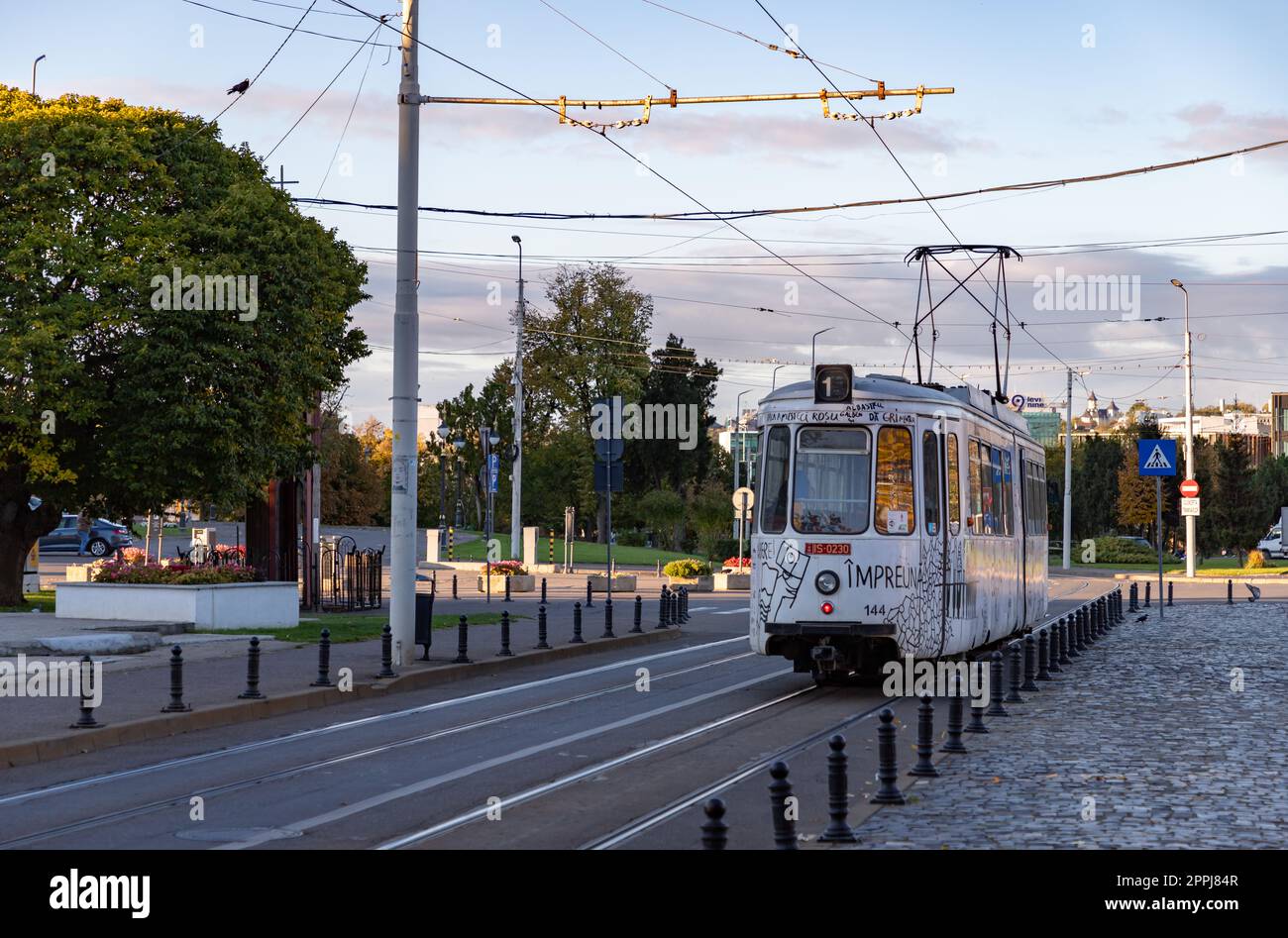 Tram a Iasi Foto Stock