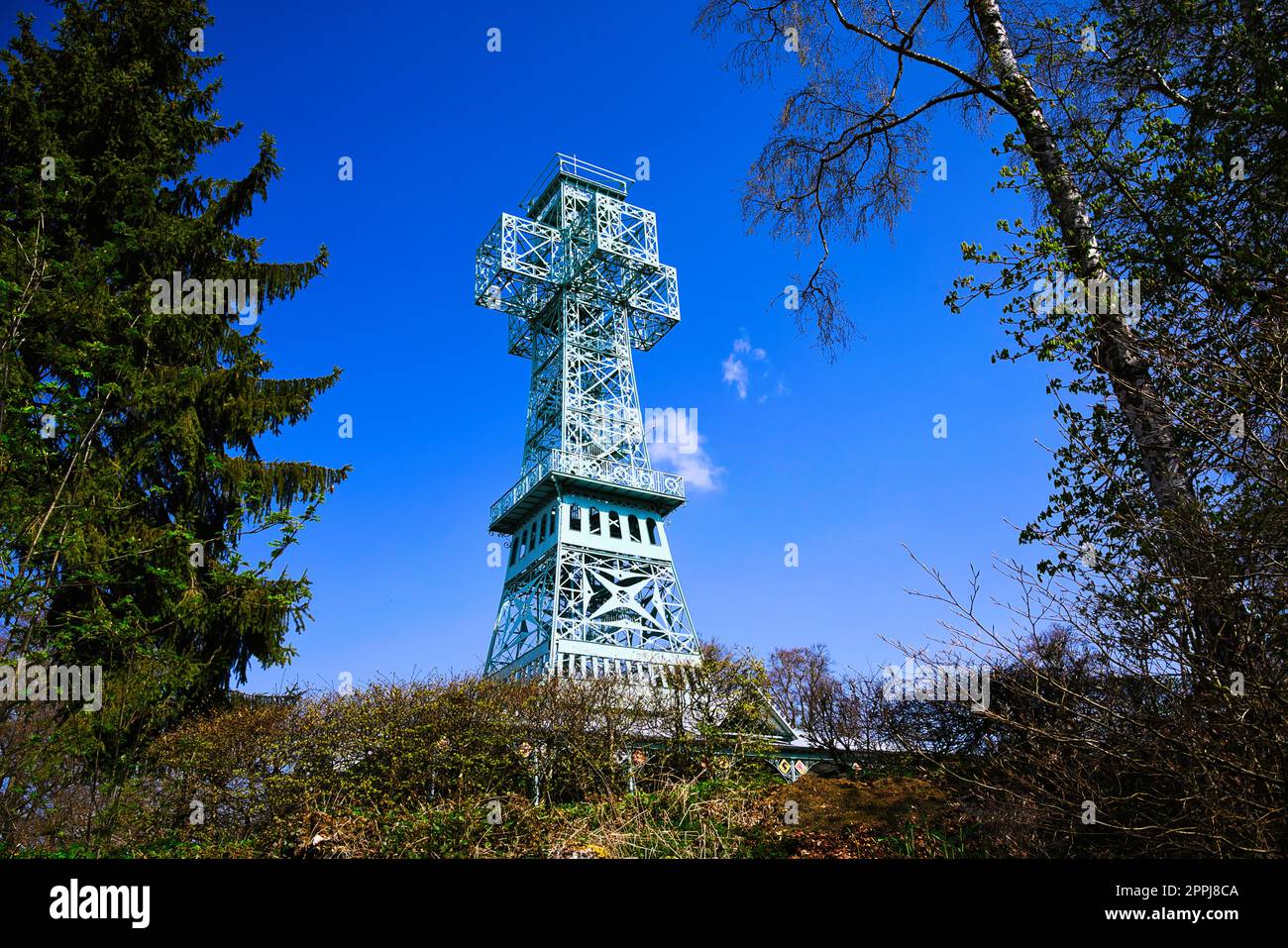 Una vista della Croce di Giuseppe sui monti Harz sull'Auerberg Foto Stock