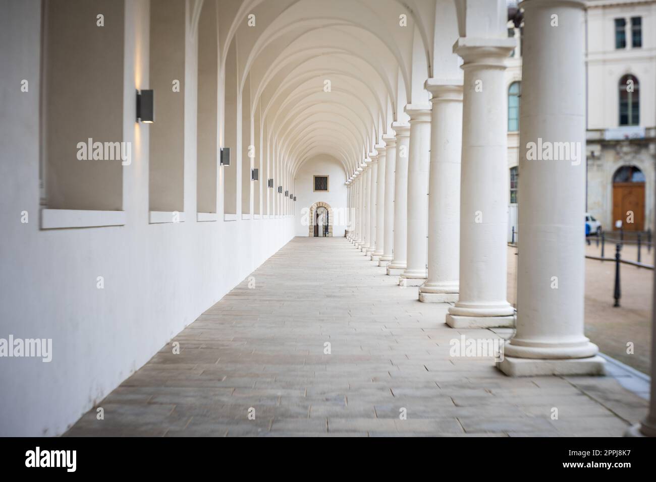 Stallhof è una parte del castello di Dresda. Germania. Nel XVII secolo e servita come un luogo di ritrovo per i grandi spettacoli di cavalli. Foto Stock
