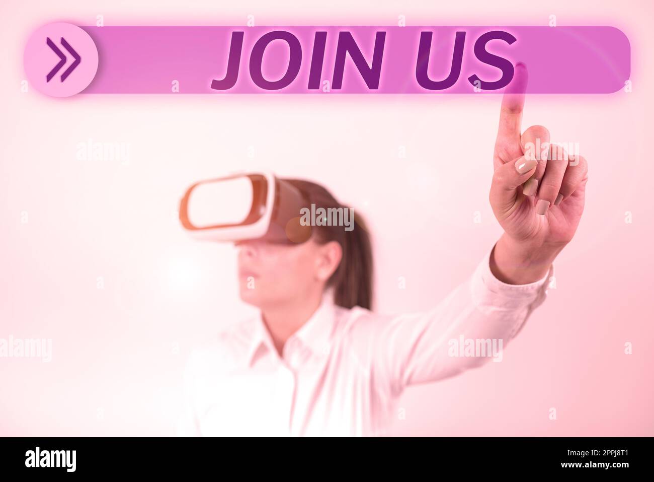 Mostra segni Unisciti a noi. Concetto significato Registrati nella community Team o blog Iscriviti ai social media Foto Stock