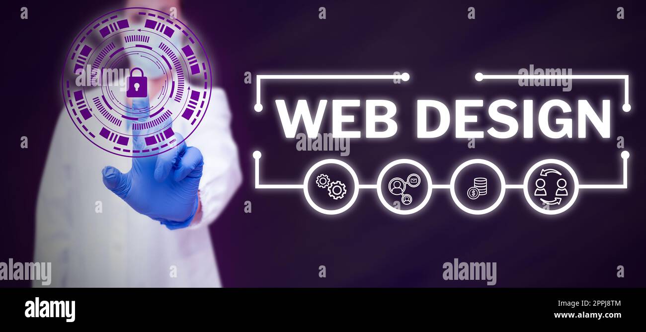 Visualizzazione concettuale Web Design. Parola per chi è responsabile della produzione e della manutenzione dei siti web Foto Stock