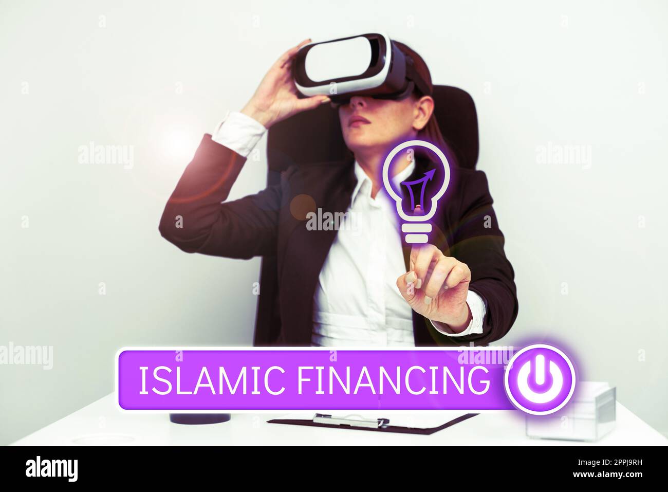 Testo che mostra ispirazione finanziamento islamico. Concetto che significa attività bancaria e investimento conforme alla sharia Foto Stock