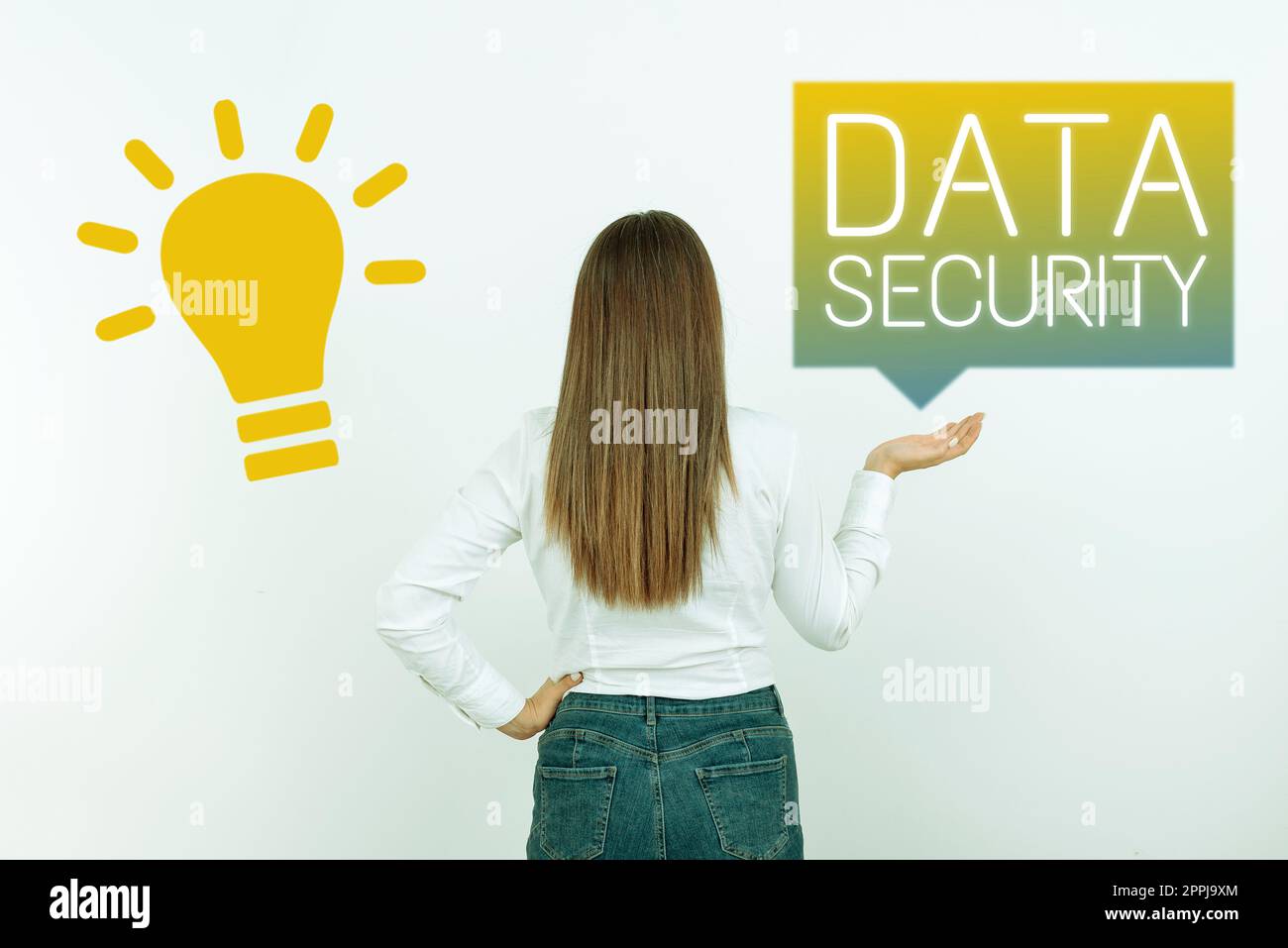 Simbolo di testo che mostra la sicurezza dei dati. Foto concettuale riservatezza Backup di crittografia del disco protezione della password Foto Stock