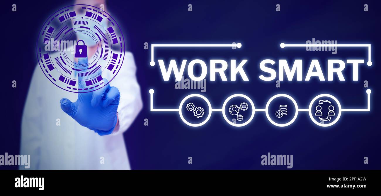 Scrittura a mano segno lavoro intelligente. Concetto di Internet che si sta delineando per raggiungere gli obiettivi nel modo più efficiente Foto Stock