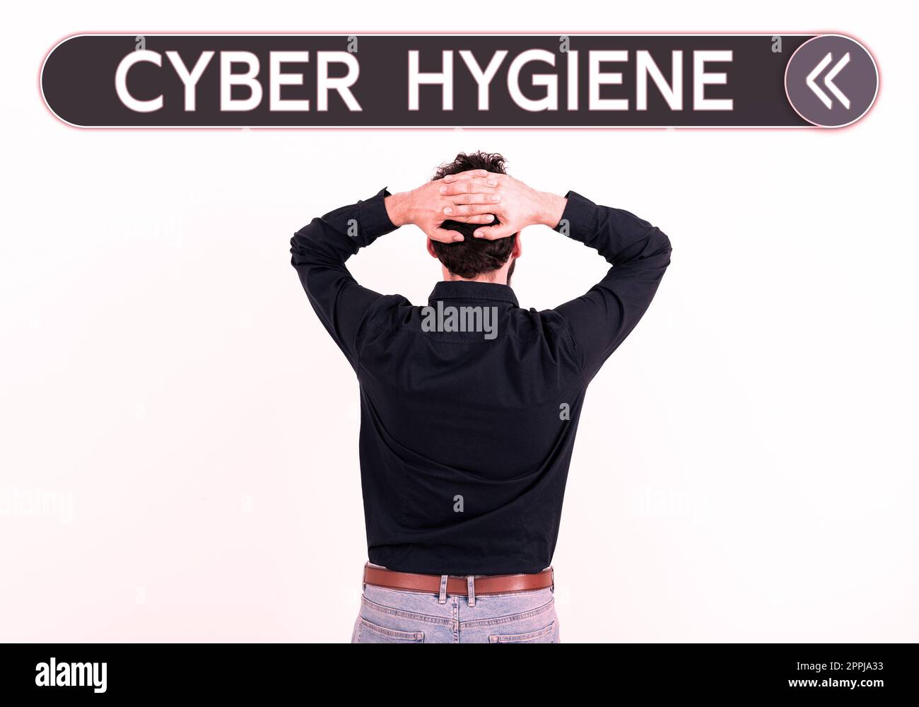 Ispirazione che mostra il segno Cyber Hygiene. Parola scritta sulle misure che gli utenti di computer prendono per migliorare la loro sicurezza informatica Foto Stock