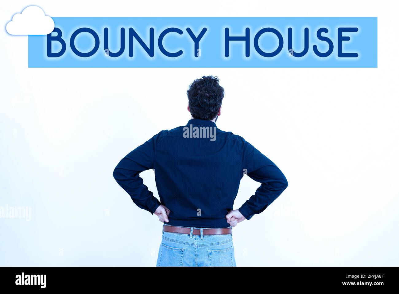 Visualizzazione concettuale Bouncy House. Internet Concept programma automatizzato che gira su Internet intelligenza artificiale Foto Stock
