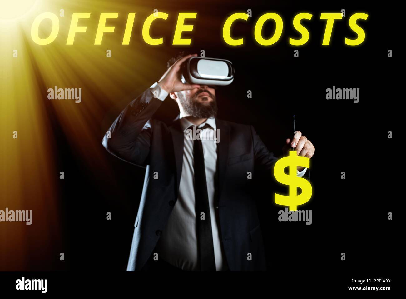 Testo che mostra i costi di Inspiration Office. Internet concetto importo di denaro pagato al proprietario per coprire le spese in sala di lavoro Foto Stock