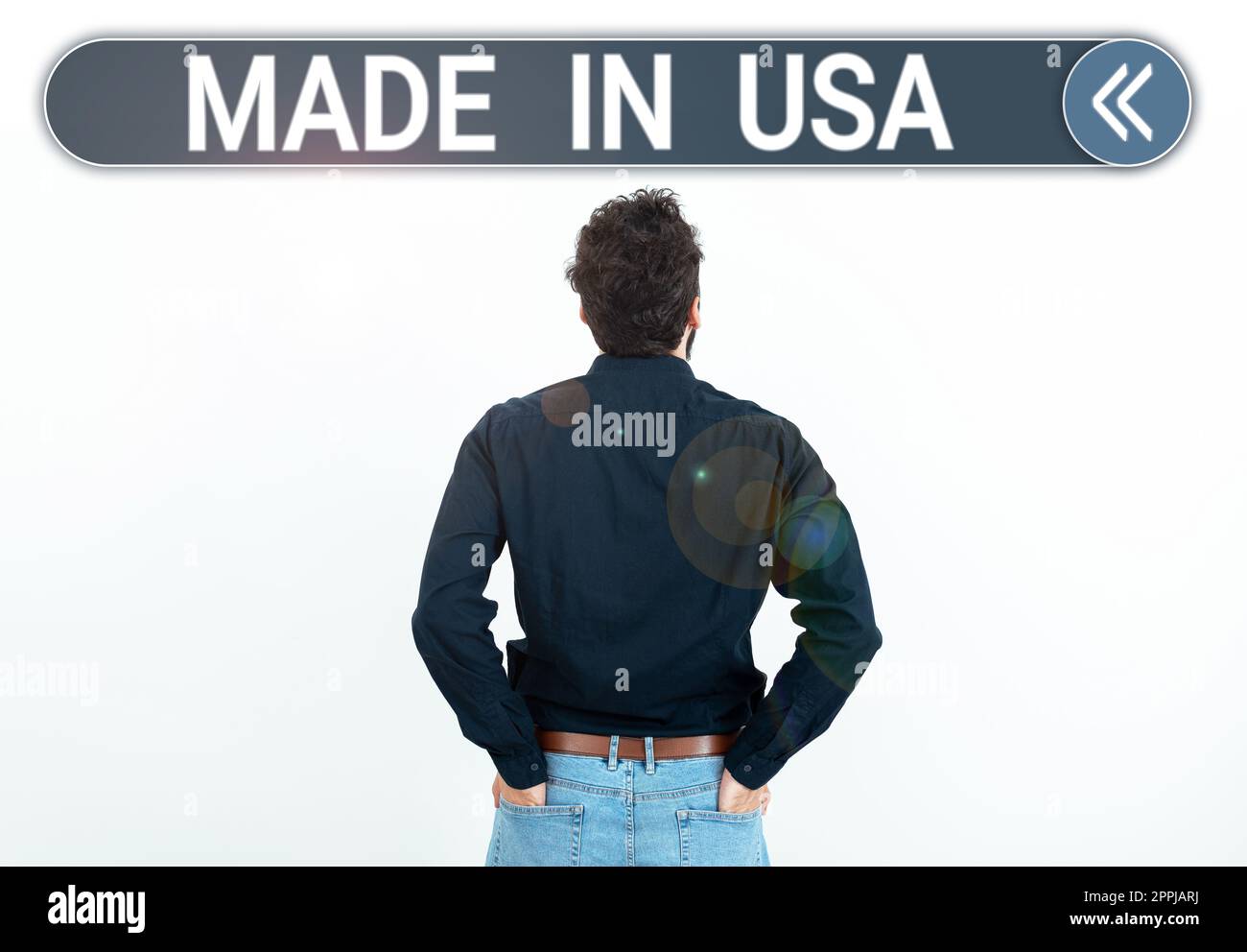 Testo che mostra l'ispirazione made in USA. Panoramica aziendale marchio americano prodotto locale fabbricato negli Stati Uniti Foto Stock