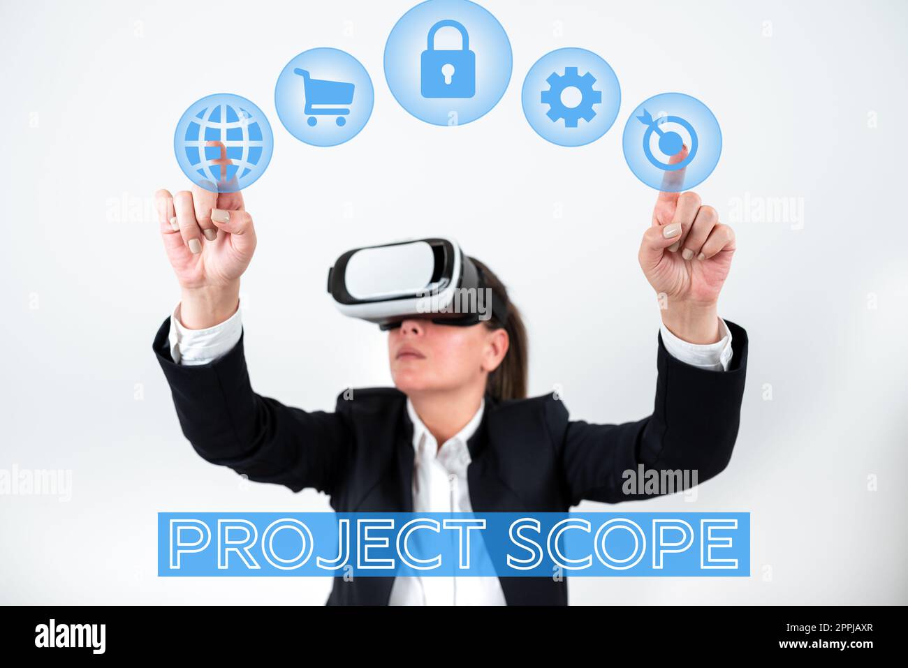 Ambito del progetto di scrittura a mano del testo. Valutazione del concetto Internet degli sforzi di lavoro che uno sviluppo del prodotto richiede per completare Foto Stock