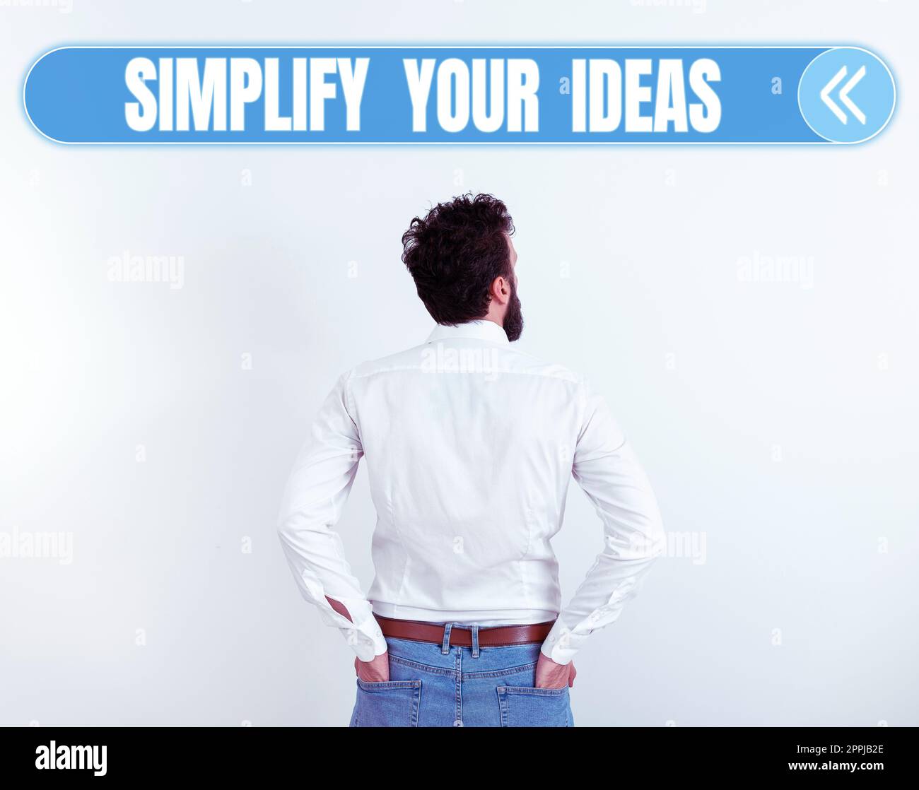 Visualizzazione di cartelli semplifica le tue idee. Vetrina aziendale rendere semplice o ridurre le cose a base di elementi essenziali Foto Stock