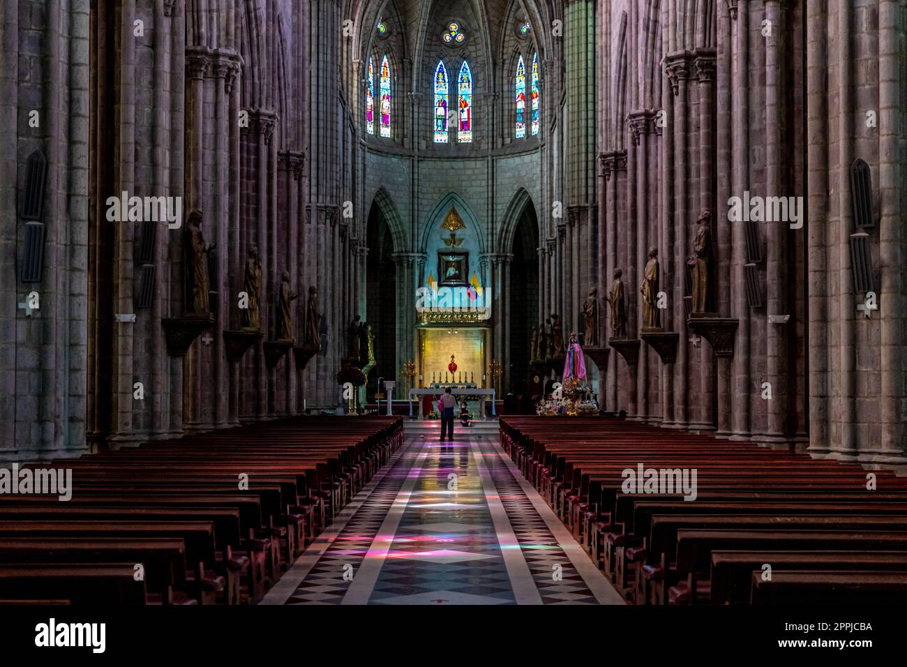 Basilica del voto Nazionale a Quito in Sud America Foto Stock