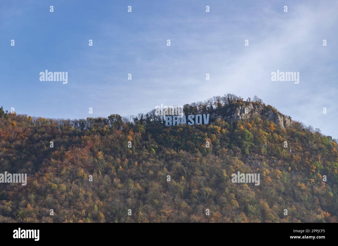 Brasov Sign in the Fall Foto Stock