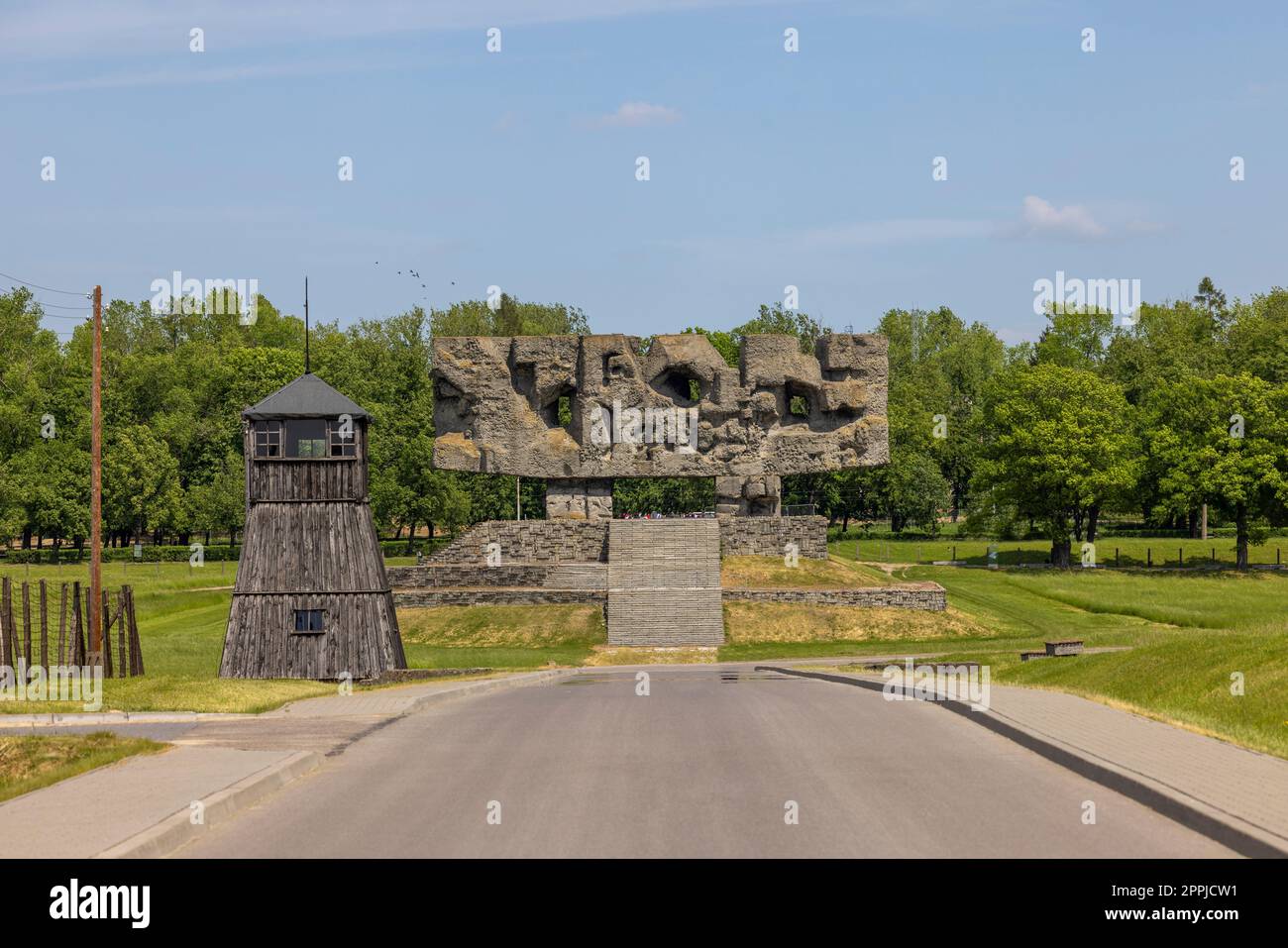 Monumento alla lotta e al martirio nel campo di concentramento e sterminio nazista di Majdanek, Lublino, Polonia Foto Stock