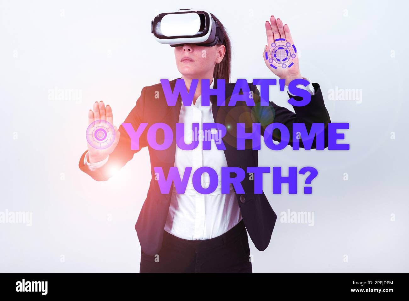 Testo che mostra l'ispirazione Qual è il tuo valore Home. Valore di idea di affari di una casa costo di proprietà Prezzo tasso Foto Stock