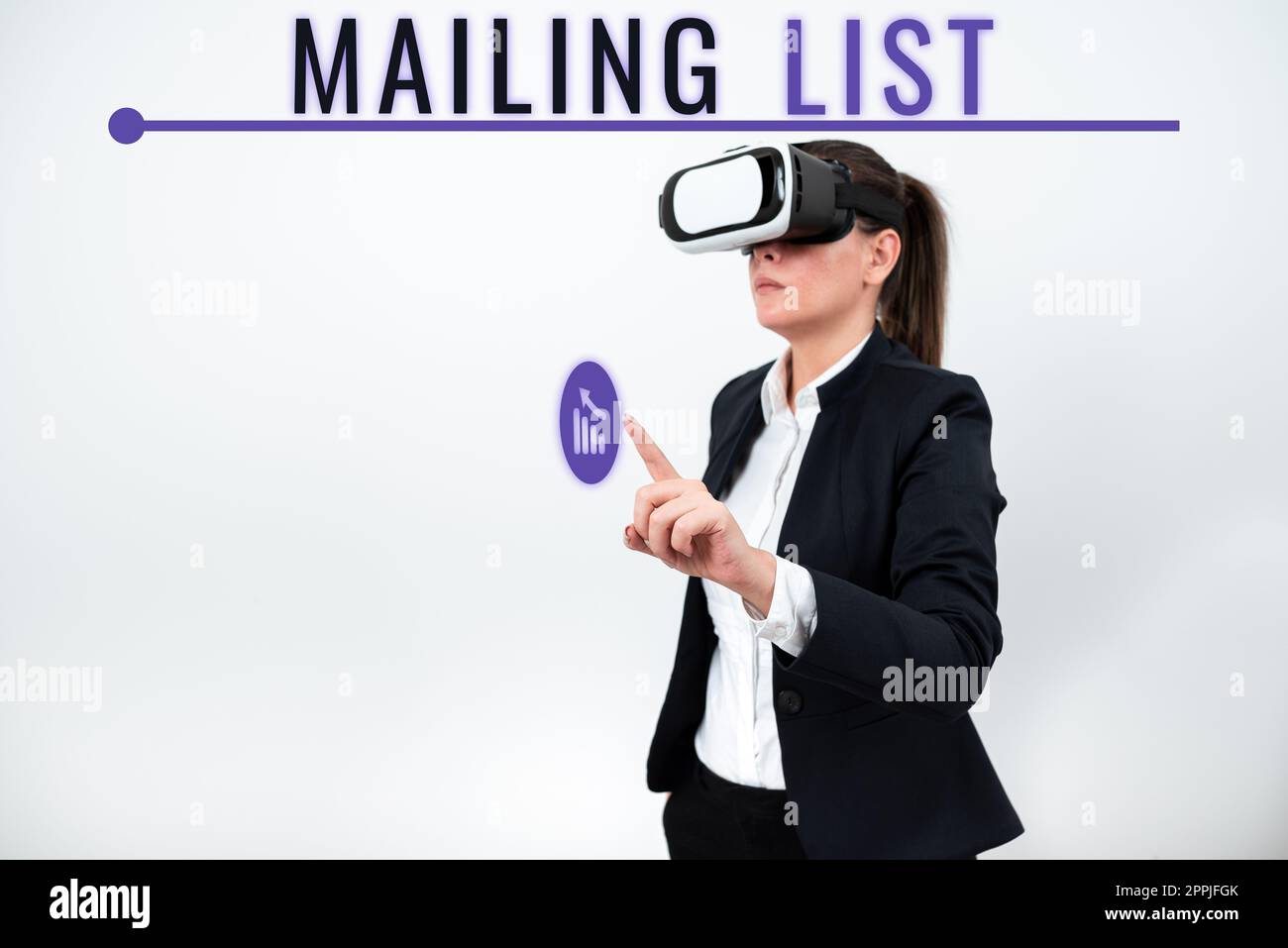 Didascalia concettuale Mailing List. Elenco di idee commerciali di persone che si iscrivono a una distribuzione periodica di mailing Foto Stock