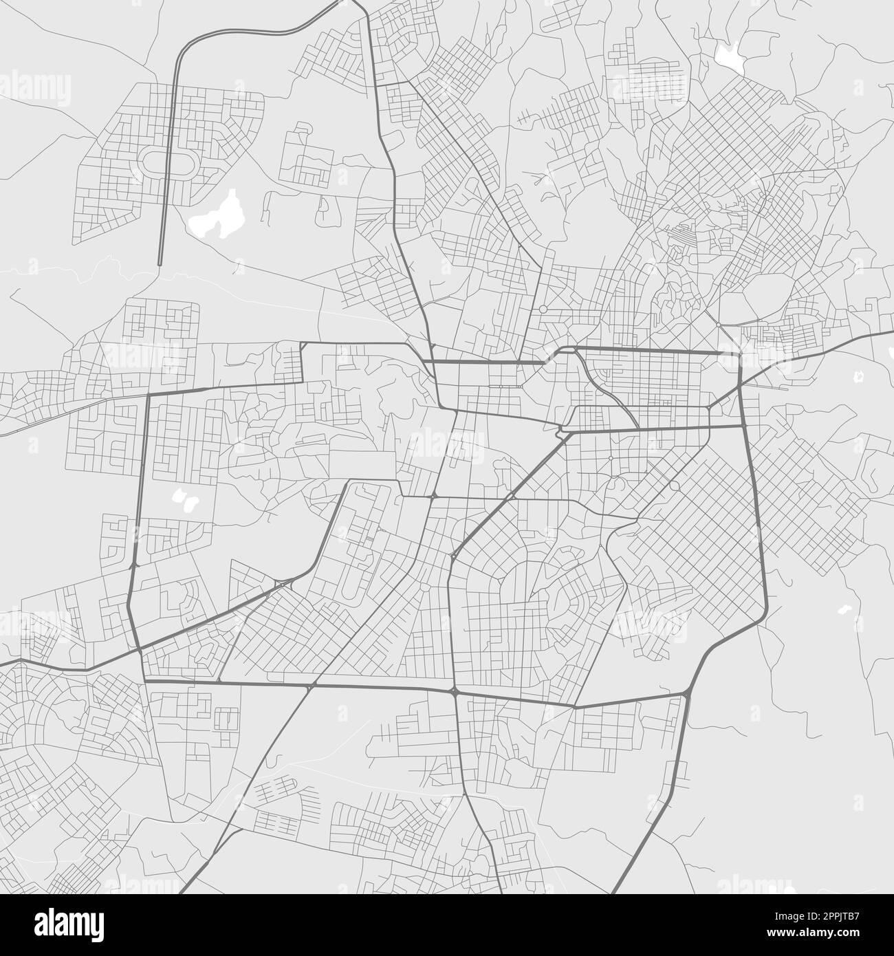 Mappa della città di Asmara, Eritrea. Poster in bianco e nero urbano. Immagine della mappa stradale di Asmera con vista dell'area metropolitana. Illustrazione Vettoriale