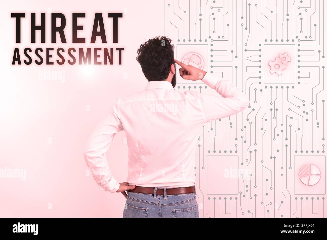 Scrittura con testo Threat Assessment visualizzato. Concetto aziendale che determina la gravità di una potenziale minaccia Foto Stock