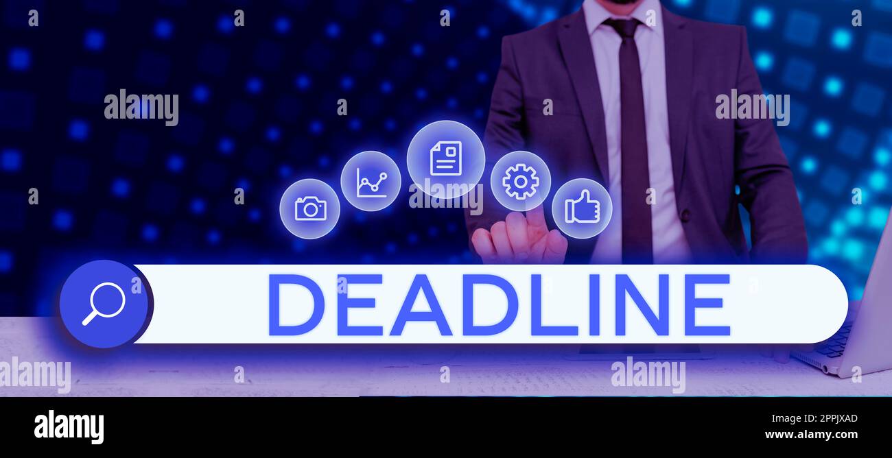Firmare la scadenza di visualizzazione. Periodo di tempo di idea di affari da cui qualcosa deve essere finito o compiuto Foto Stock