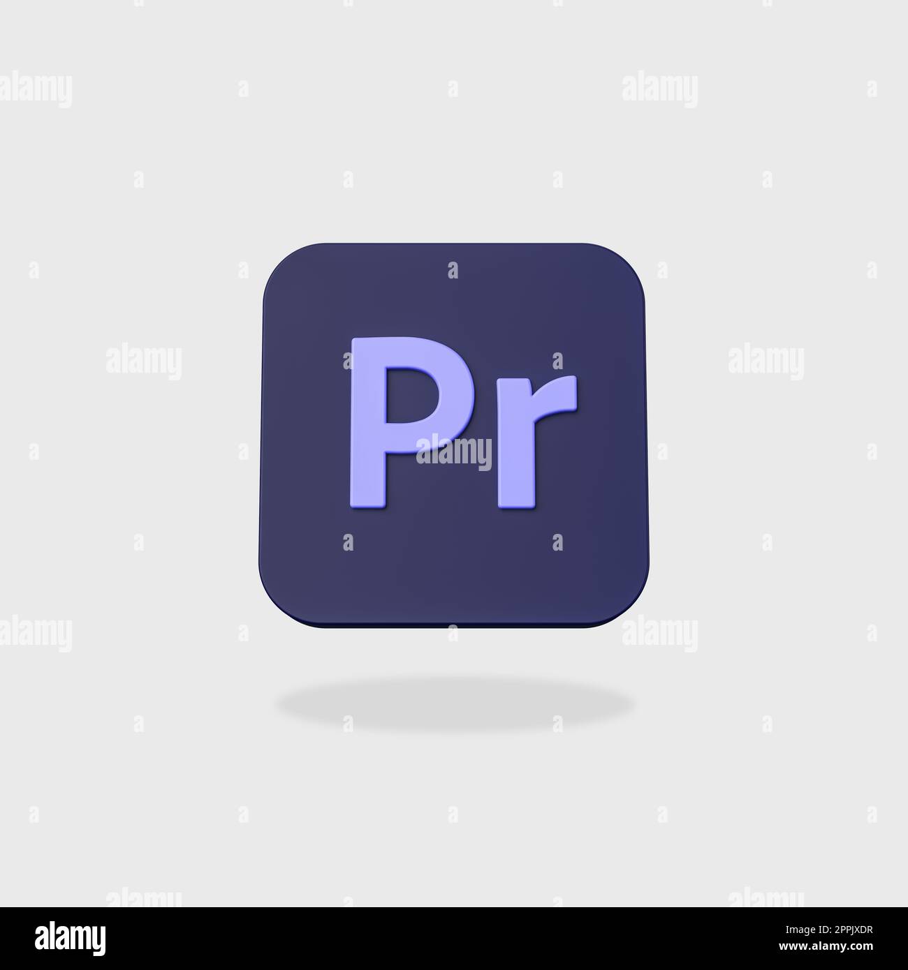 Icona dell'applicazione Adobe Premiere Pro su sfondo grigio piatto Foto Stock