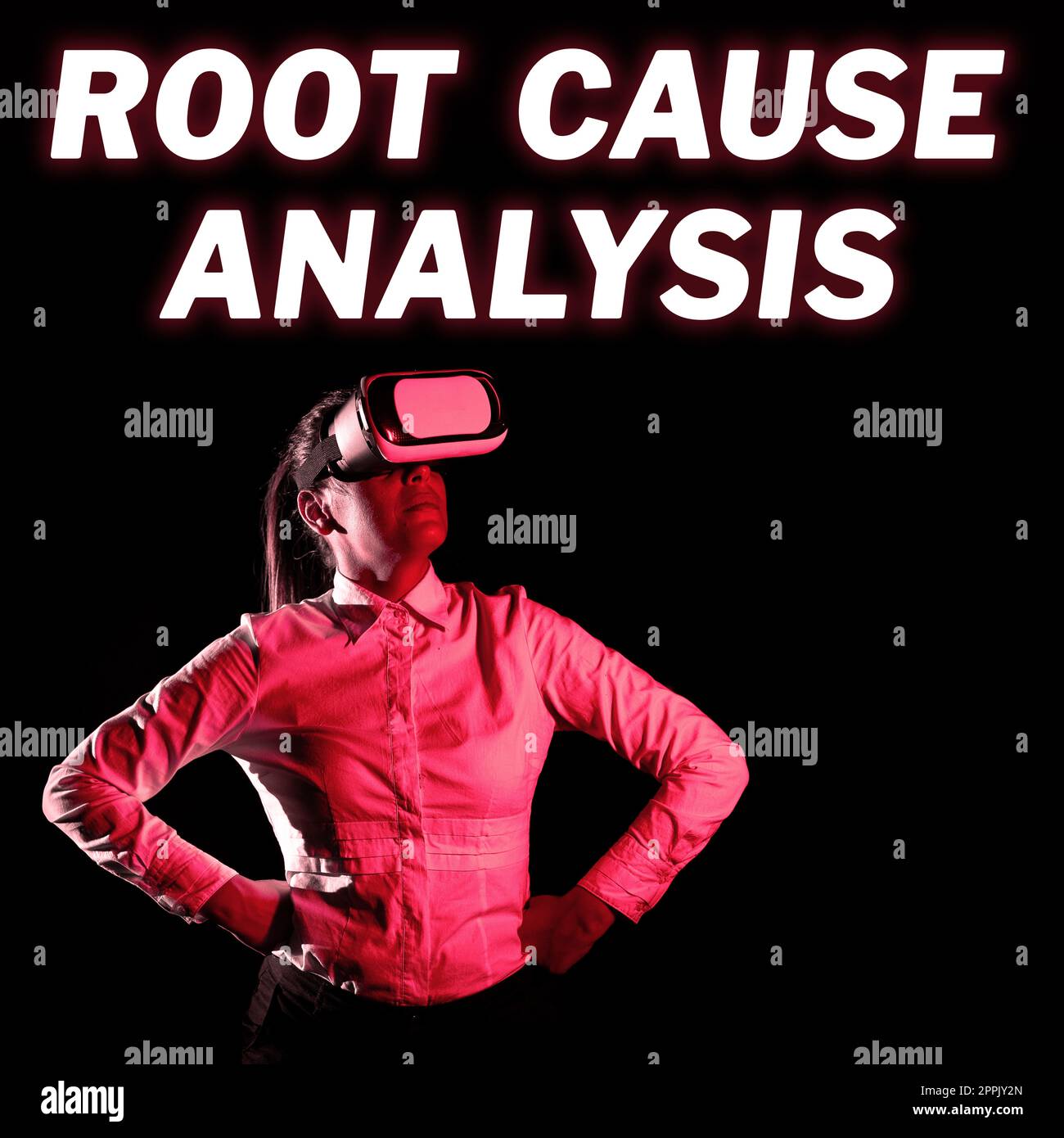 Segno che visualizza l'analisi della causa principale. Parola per metodo di risoluzione dei problemi identificare il guasto o il problema Foto Stock