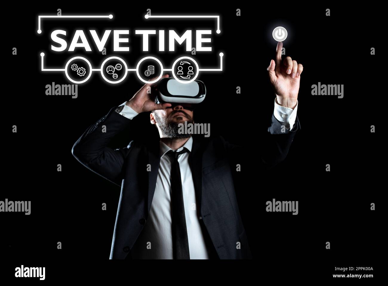 Segno di testo che mostra Salva tempo. Idea di business per fare qualcosa in modo più efficiente in modo che sia necessario meno tempo Foto Stock
