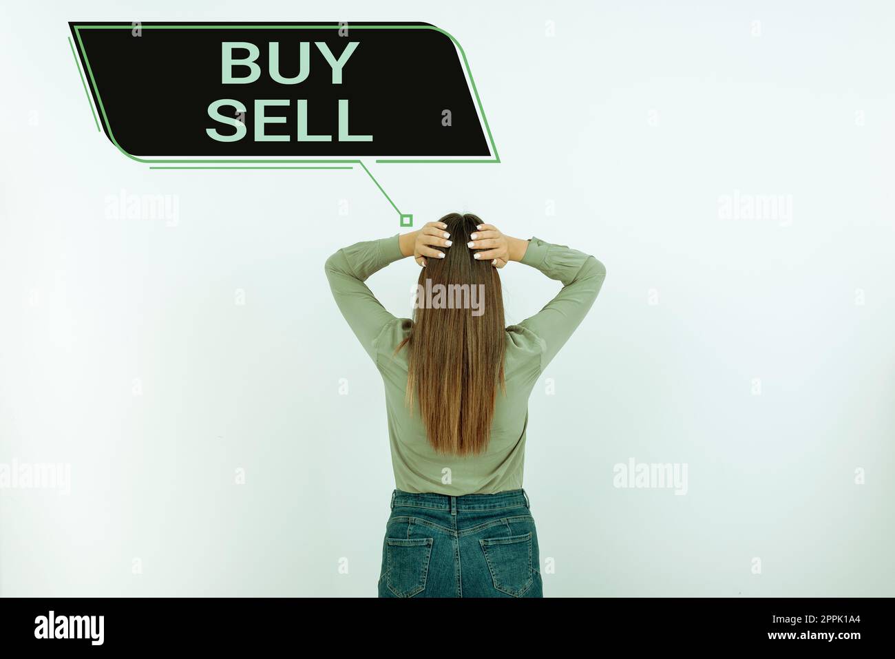 Cartello con la scritta Buy Sell. Business Concept l'acquisto e la vendita di beni e servizi Trading Merchandising Foto Stock