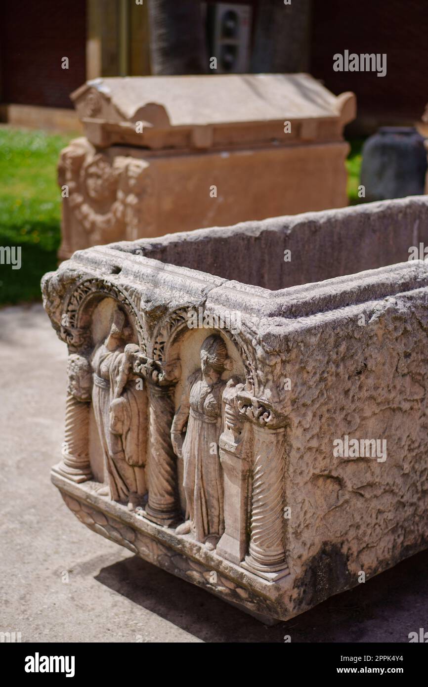 Sarcofago greco-romano in marmo Foto Stock