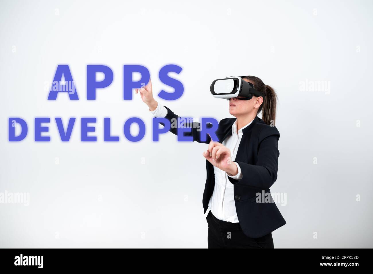 Sviluppatore di applicazioni con firma a mano. Business Concept Graphic Artist software Programmer and Analyst Experts Foto Stock