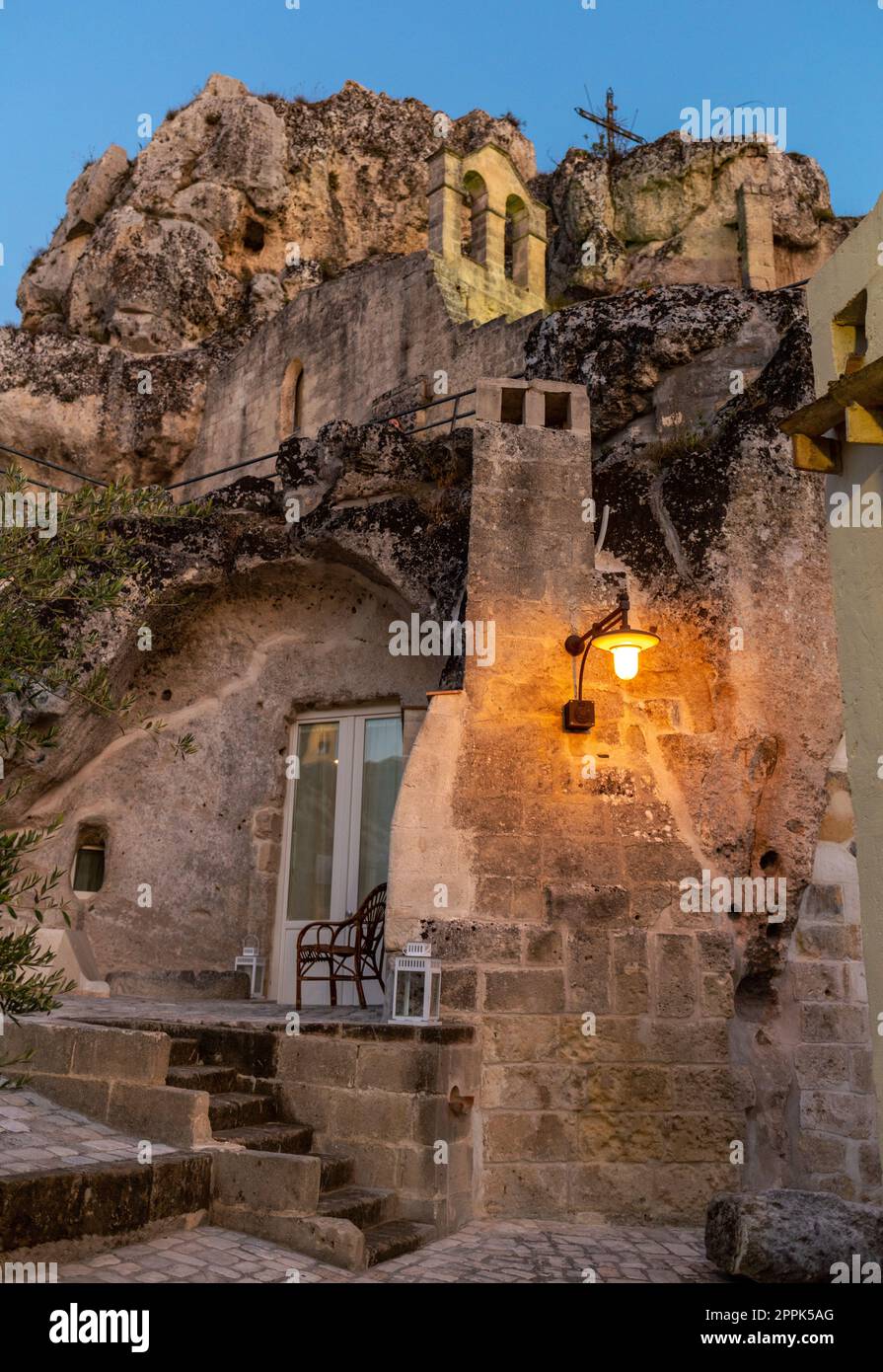 Casa nei Sassi di Matera un quartiere storico della città di Matera Foto Stock